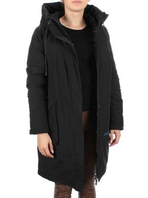21-968 BLACK Пальто женское зимнее (200 гр. холлофайбера)