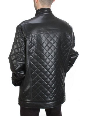 198-1 BLACK Куртка из эко-кожи мужская (50 гр. синтепон)