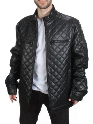 198-1 BLACK Куртка из эко-кожи мужская (50 гр. синтепон)