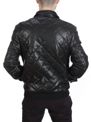156 BLACK Куртка из эко-кожи мужская (50 гр. синтепон)