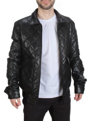 156 BLACK Куртка из эко-кожи мужская (50 гр. синтепон)