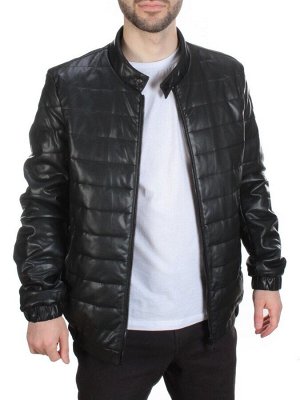 A163 BLACK Куртка из эко-кожи мужская (50 гр. синтепон)