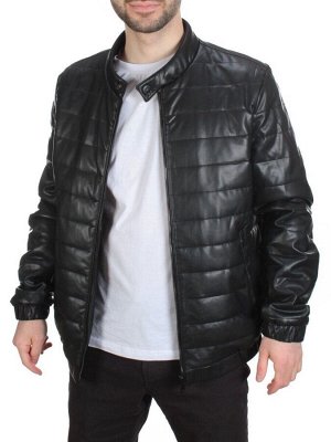 A163 BLACK Куртка из эко-кожи мужская (50 гр. синтепон)