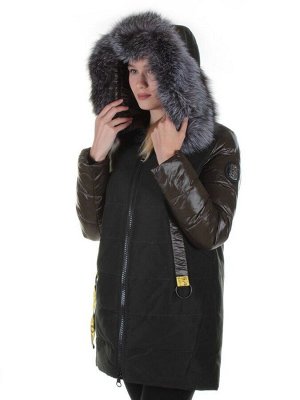 8186 DK. GREEN DK. GREEN Пальто женское с натуральным мехом Jarius