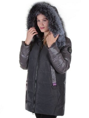 8186 DK. GRAY Пальто женское с натуральным мехом Jarius