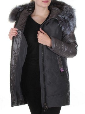 8186 DK. GRAY Пальто женское с натуральным мехом Jarius