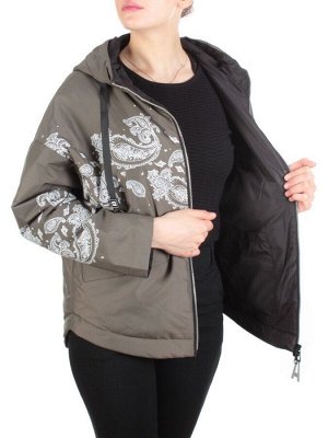 ZW-2312-C SWAMP COLOR Куртка демисезонная женская BLACK LEOPARD (100 гр.синтепон)