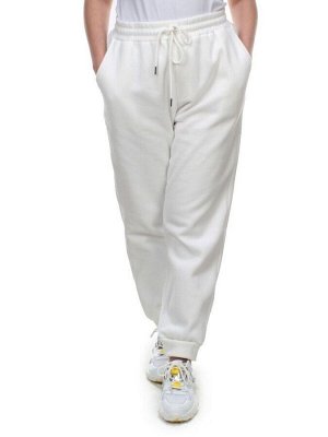 M035 WHITE Брюки спортивные женские на флисе (100% хлопок) 7986