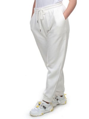 M035 WHITE Брюки спортивные женские на флисе (100% хлопок) 7986