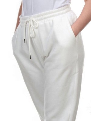 M035 WHITE Брюки спортивные женские на флисе (100% хлопок) 7986