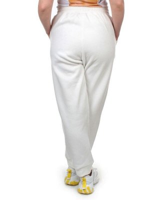 M035 WHITE Брюки спортивные женские на флисе (100% хлопок) 7986