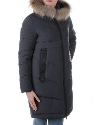 19-896 DK. GRAY Пальто с мехом енота Kacuci