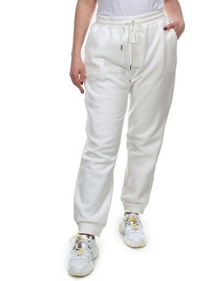 M035 WHITE Брюки спортивные женские на флисе (100% хлопок) 7986