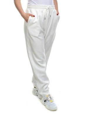 M021 WHITE Брюки спортивные женские на флисе (100% хлопок) 7986