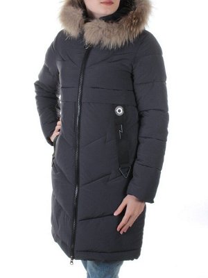 19-896 DK. GRAY Пальто с мехом енота Kacuci