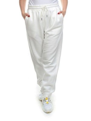M021 WHITE Брюки спортивные женские на флисе (100% хлопок) 7986