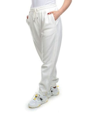 M021 WHITE Брюки спортивные женские на флисе (100% хлопок) 7986