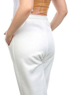 M021 WHITE Брюки спортивные женские на флисе (100% хлопок) 7986