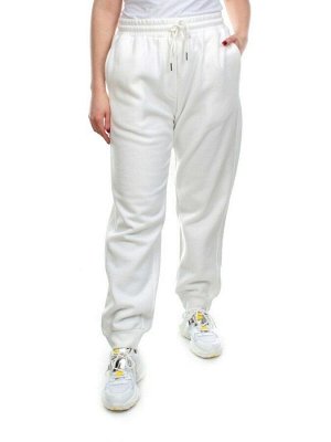 M021 WHITE Брюки спортивные женские на флисе (100% хлопок) 7986