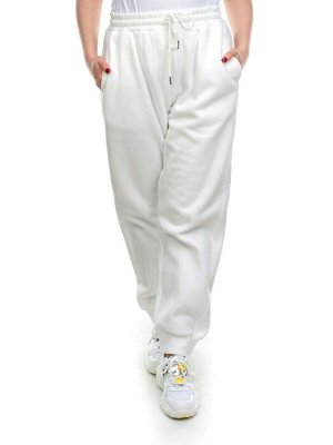 M023 WHITE Брюки спортивные женские на флисе (100% хлопок) 7986