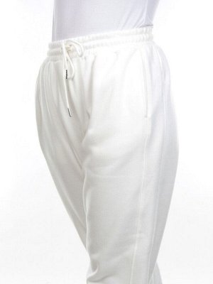 M023 WHITE Брюки спортивные женские на флисе (100% хлопок) 7986