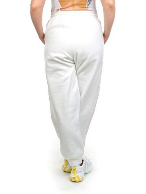 M023 WHITE Брюки спортивные женские на флисе (100% хлопок) 7986