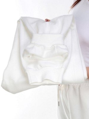 M023 WHITE Брюки спортивные женские на флисе (100% хлопок) 7986