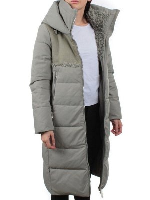 23-636 OLIVE Пальто зимнее женское (холлоффайбер 150 гр., искусственная дубленка)