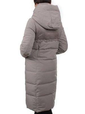 23-636 GRAY/BEIGE Пальто зимнее женское (холлоффайбер 150 гр., искусственная дубленка)