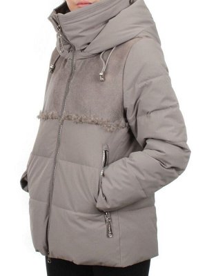 23-696 GRAY/BEIGE Куртка зимняя женская (холлоффайбер 150 гр., искусственная дубленка)