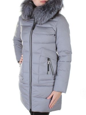 9665 GRAY Пальто женское с мехом Ommeitt