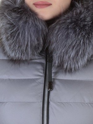 9665 GRAY Пальто женское с мехом Ommeitt