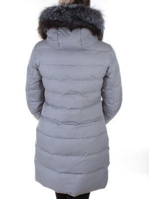 9665 GRAY Пальто женское с мехом Ommeitt
