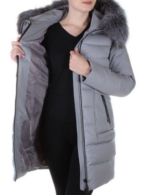 9665 GRAY Пальто женское с мехом Ommeitt