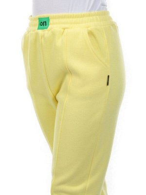 07 YELLOW Брюки спортивные женские на флисе (100% хлопок) 7986