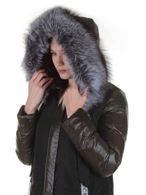 8179 DK. GREEN Пальто женское с натуральным мехом Jarius