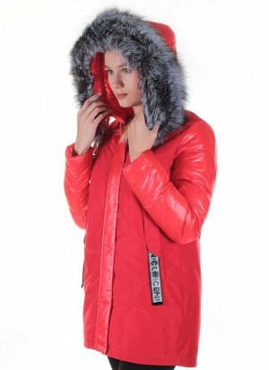 8179 RED Пальто женское с натуральным мехом Jarius