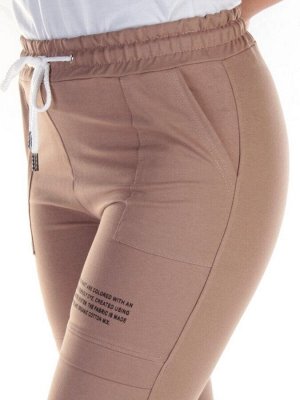 QB-65 BROWN Брюки спортивные женские (95% хлопок, 5% стрейч) P&S