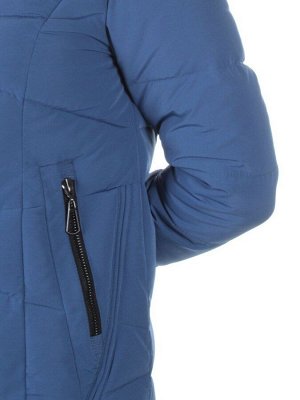 19-890 BLUE Пальто с мехом енота Kacuci