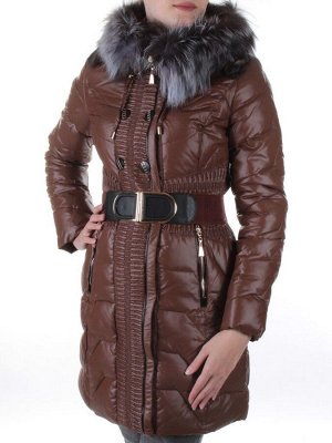 YM-019 BROWN Пальто зимнее удлиненное KSA