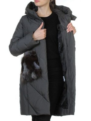 E-867 GRAY/GREEN Пальто теплое стеганое EVCANBADY