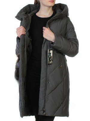 E-867 GRAY/GREEN Пальто теплое стеганое EVCANBADY