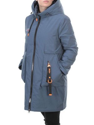 105-1 GRAY/BLUE Пальто демисезонное женское FAMILY (100 гр. синтепон)