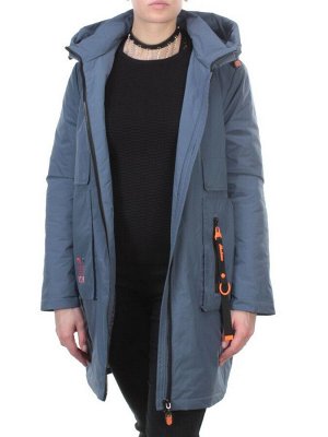 105-1 GRAY/BLUE Пальто демисезонное женское FAMILY (100 гр. синтепон)