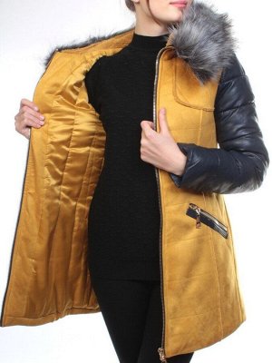 5157 YELLOW Парка женская зимняя (150 гр синтепон, искусственный мех)