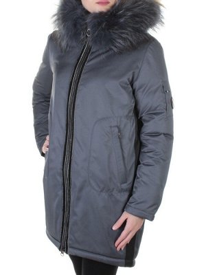 E-1961 DK. GREY Пальто женское с натуральным мехом Evcanbady