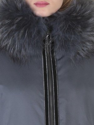 E-1961 DK. GREY Пальто женское с натуральным мехом Evcanbady