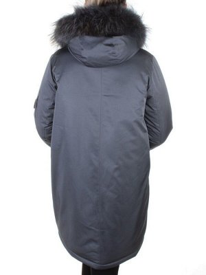 E-1961 DK. GREY Пальто женское с натуральным мехом Evcanbady