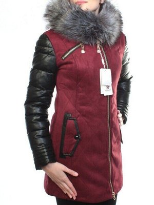 5137 BURGUNDY Парка женская зимняя (150 гр синтепон, искусственный мех)