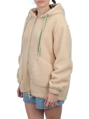 1003 BEIGE Куртка плюшевая демисезонная (65% хлопок, 35% полиэстер) оверсайз 44-54